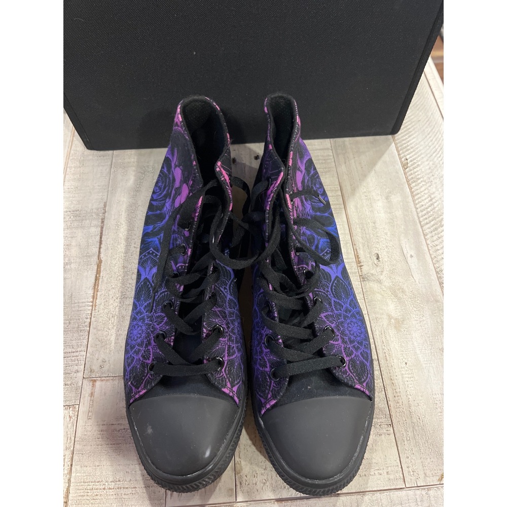 RAAD Shop Mens 12.5M High Top Sneakers Purple Blue Skull Rose Mandala Canvas